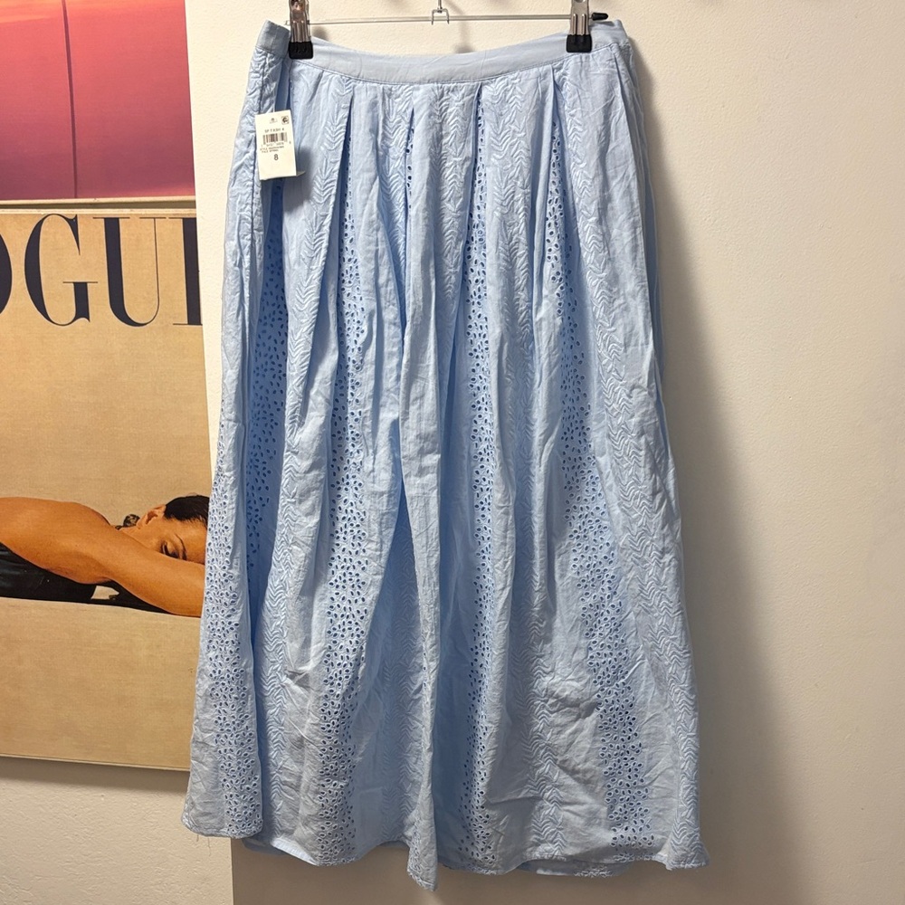 Chic Sky Blue Cotton A-Line Skirt Size 8